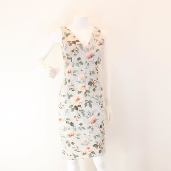 DOLCE & GABBANA Light Blue Floral Midi Dress